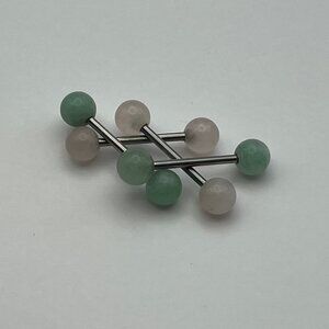 Green Aventurine and Rose Quartz & stainless steel nipple barbells